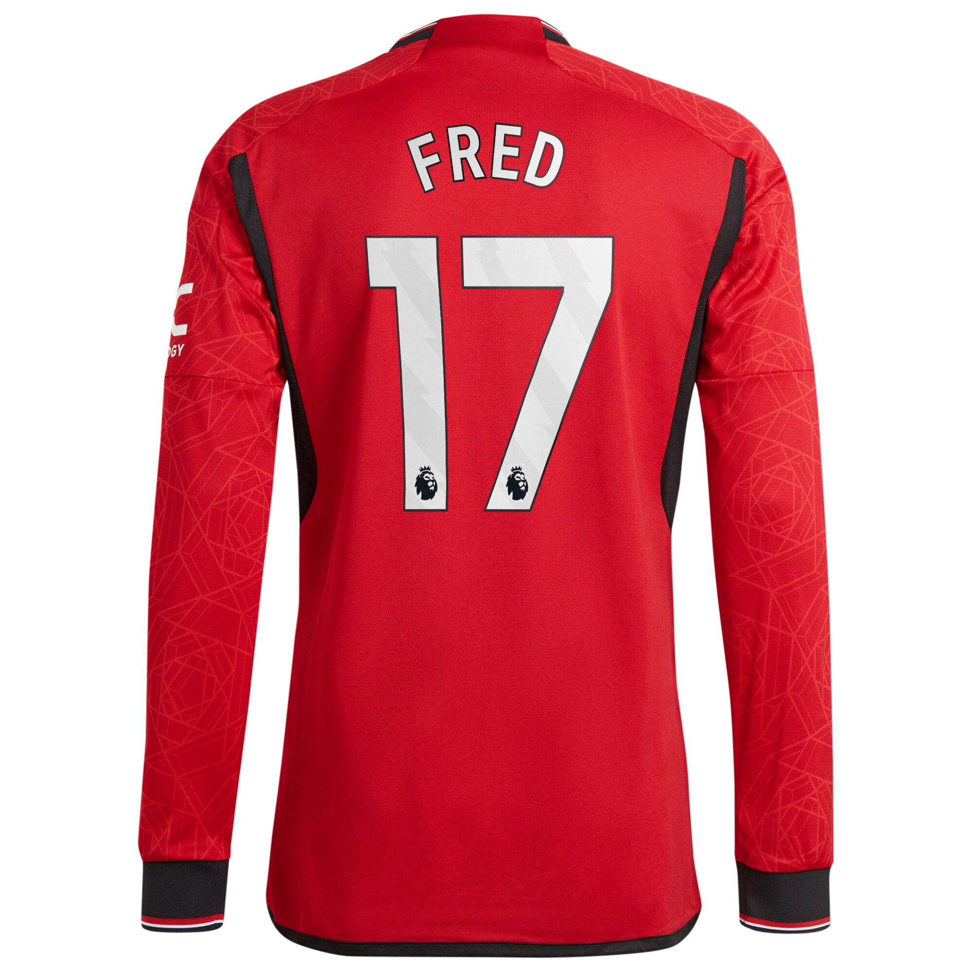 Manchester United Home Authentic Shirt 2023-24 Long Sleeve with Fred 17 printing