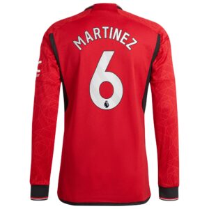 Manchester United Home Authentic Shirt 2023-24 Long Sleeve with Martinez 6 printing