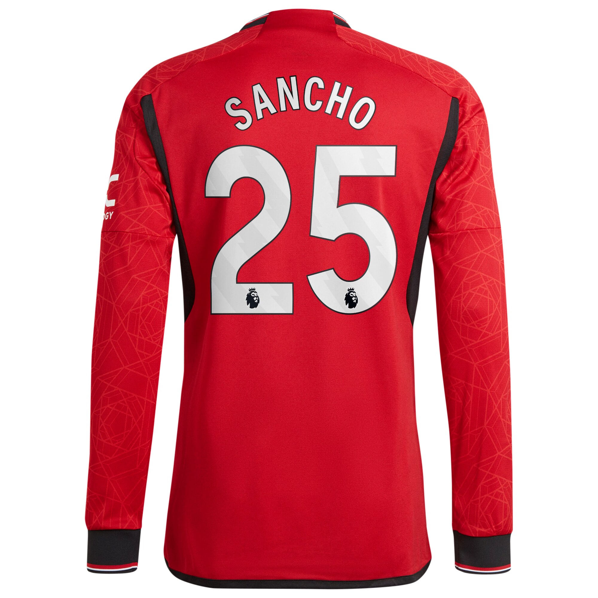 Manchester United Home Authentic Shirt 2023-24 Long Sleeve with Sancho 25 printing