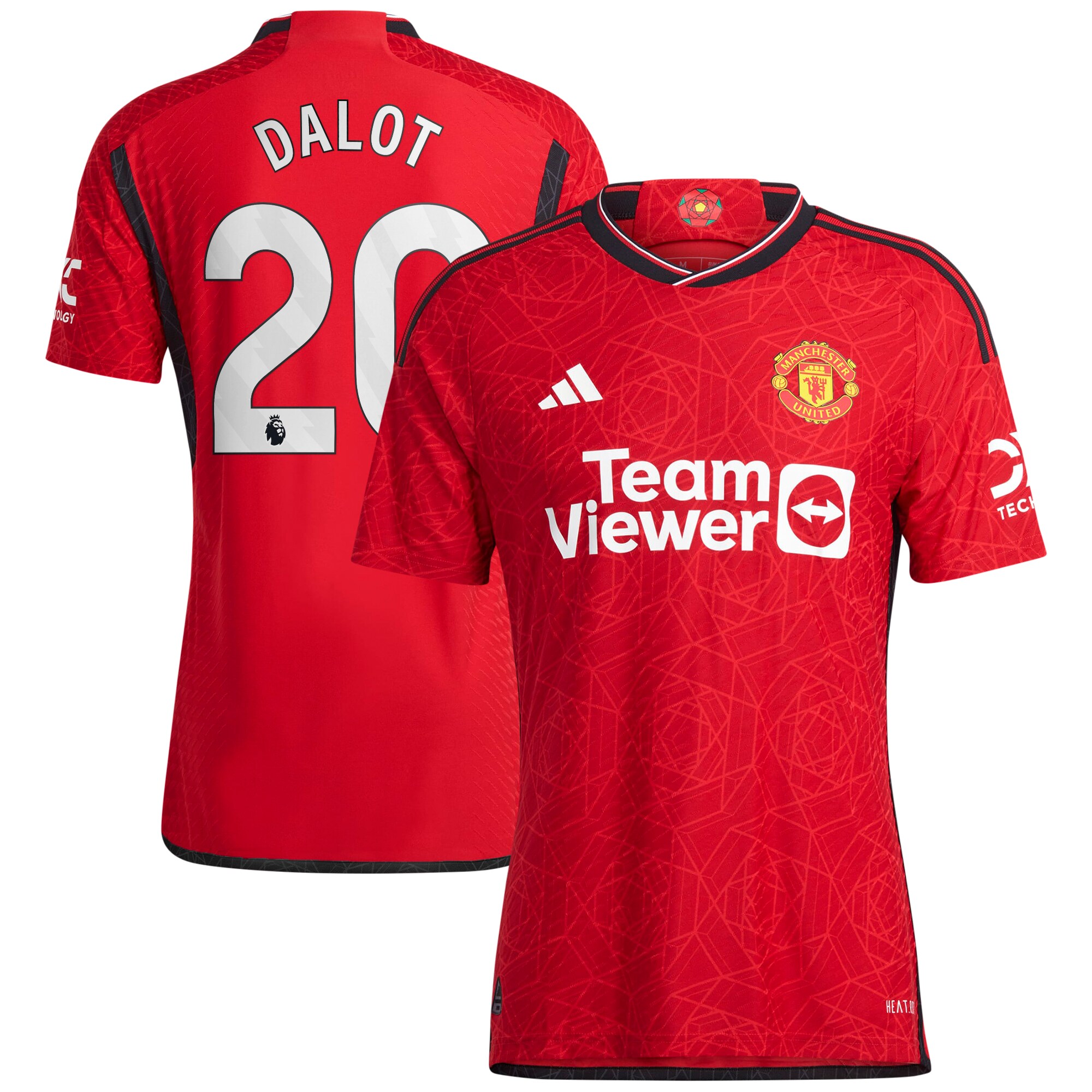 Manchester United Home Authentic Shirt 2023-24 with Dalot 20 printing
