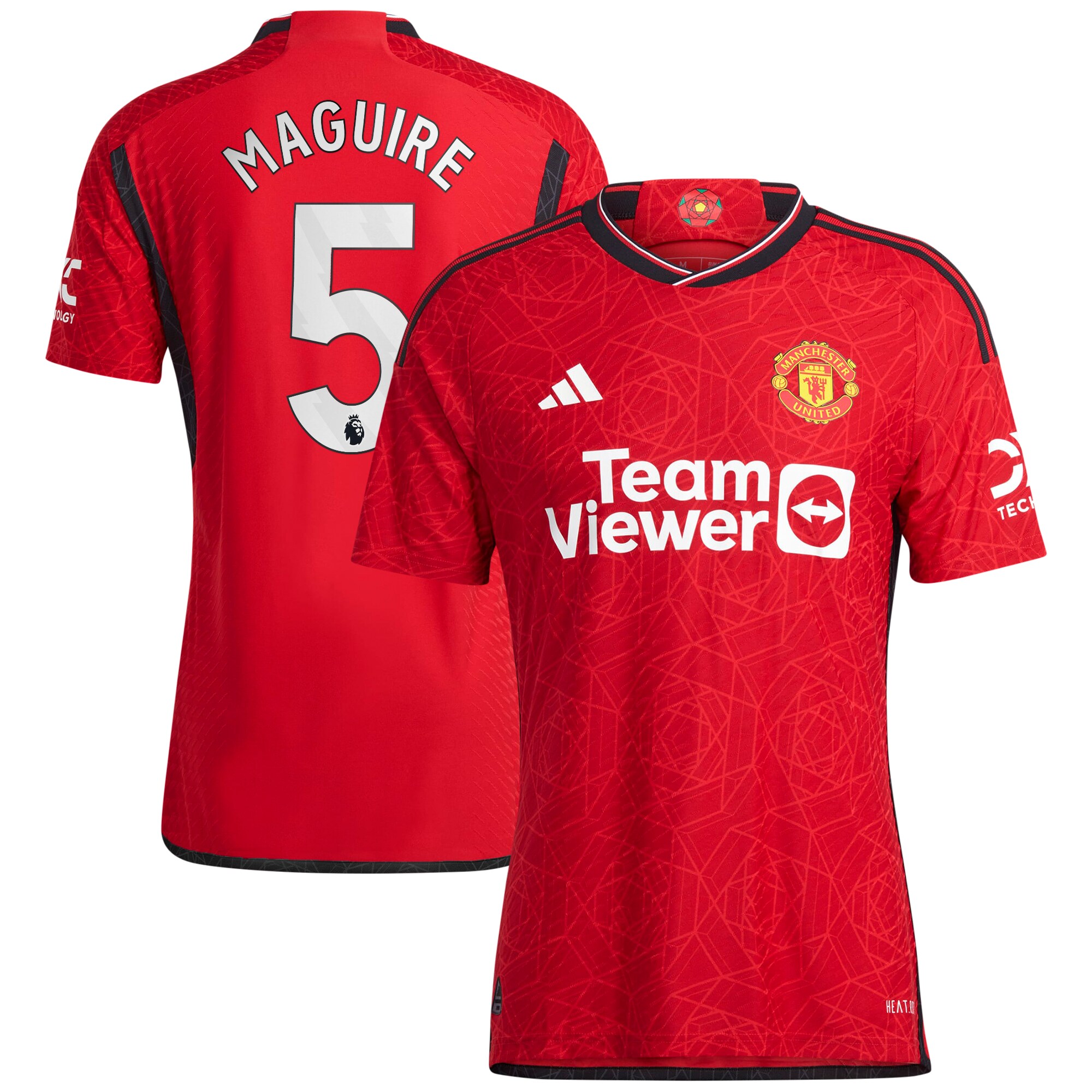 Manchester United Home Authentic Shirt 2023-24 with Maguire 5 printing