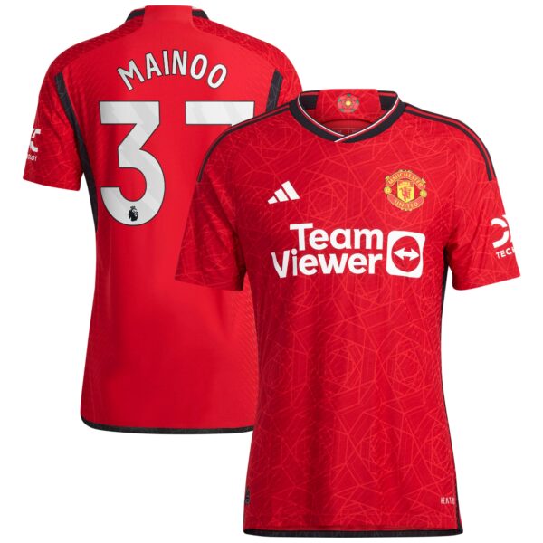 Manchester United Home Authentic Shirt 2023-24 with Mainoo 37 printing