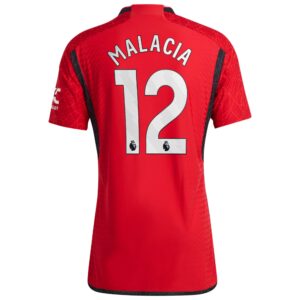Manchester United Home Authentic Shirt 2023-24 with Malacia 12 printing