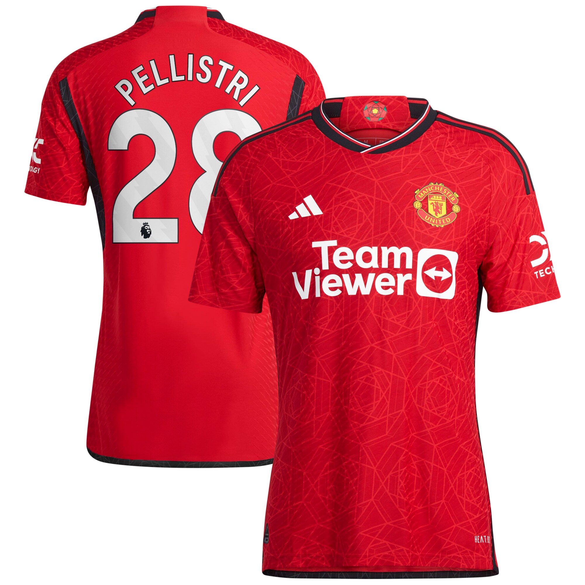 Manchester United Home Authentic Shirt 2023-24 with Pellistri 28 printing
