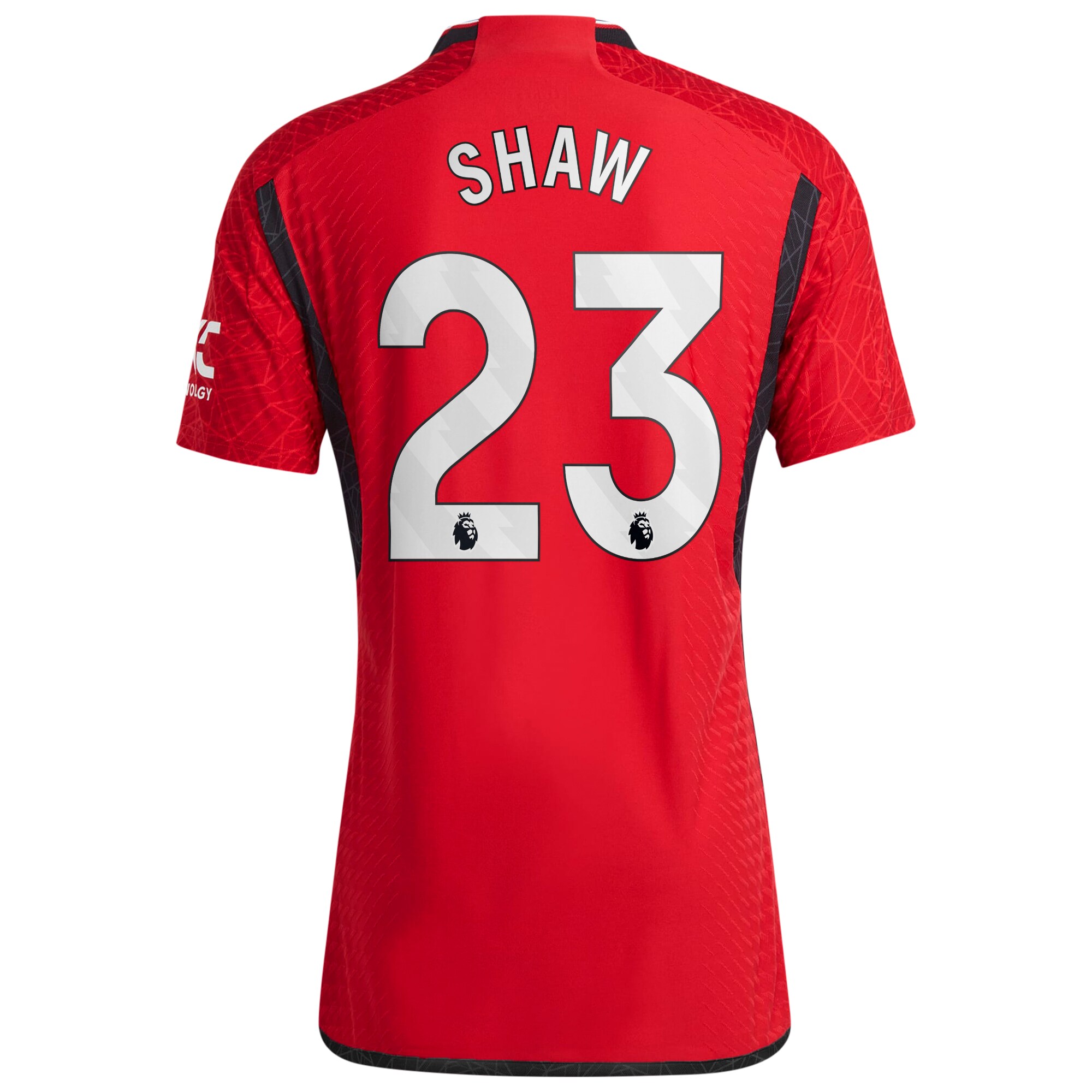 Manchester United Home Authentic Shirt 2023-24 with Shaw 23 printing