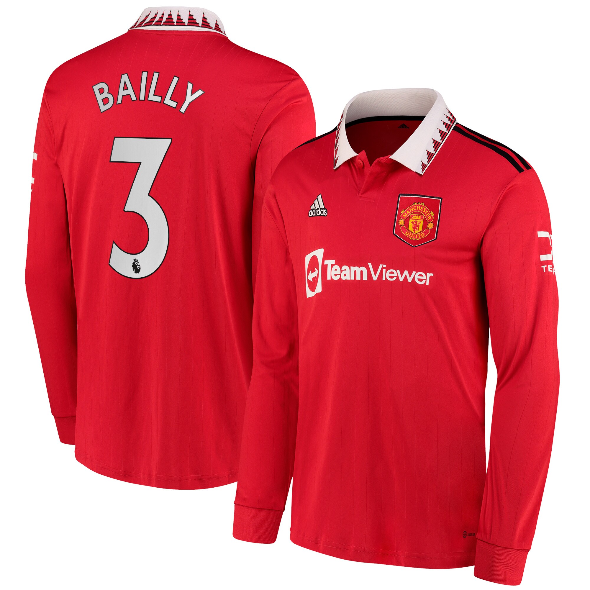 Manchester United Home Shirt 2022-23 Long Sleeve with Bailly 3 printing