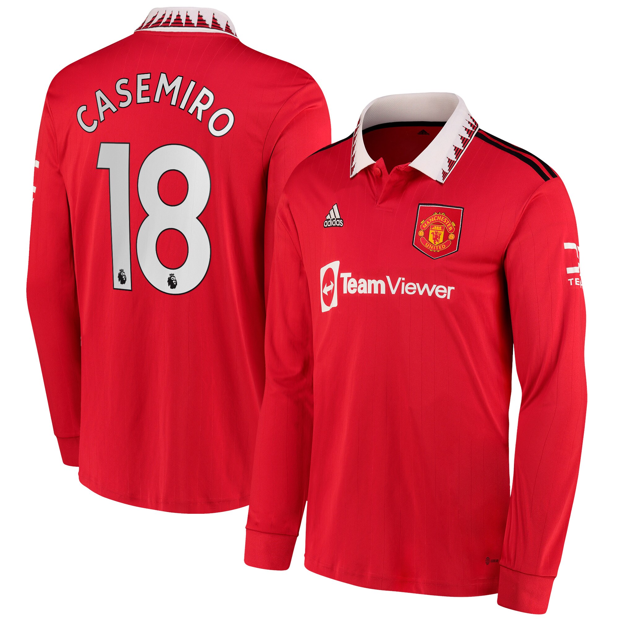 Manchester United Home Shirt 2022-23 - Long Sleeve with Casemiro 18 printing