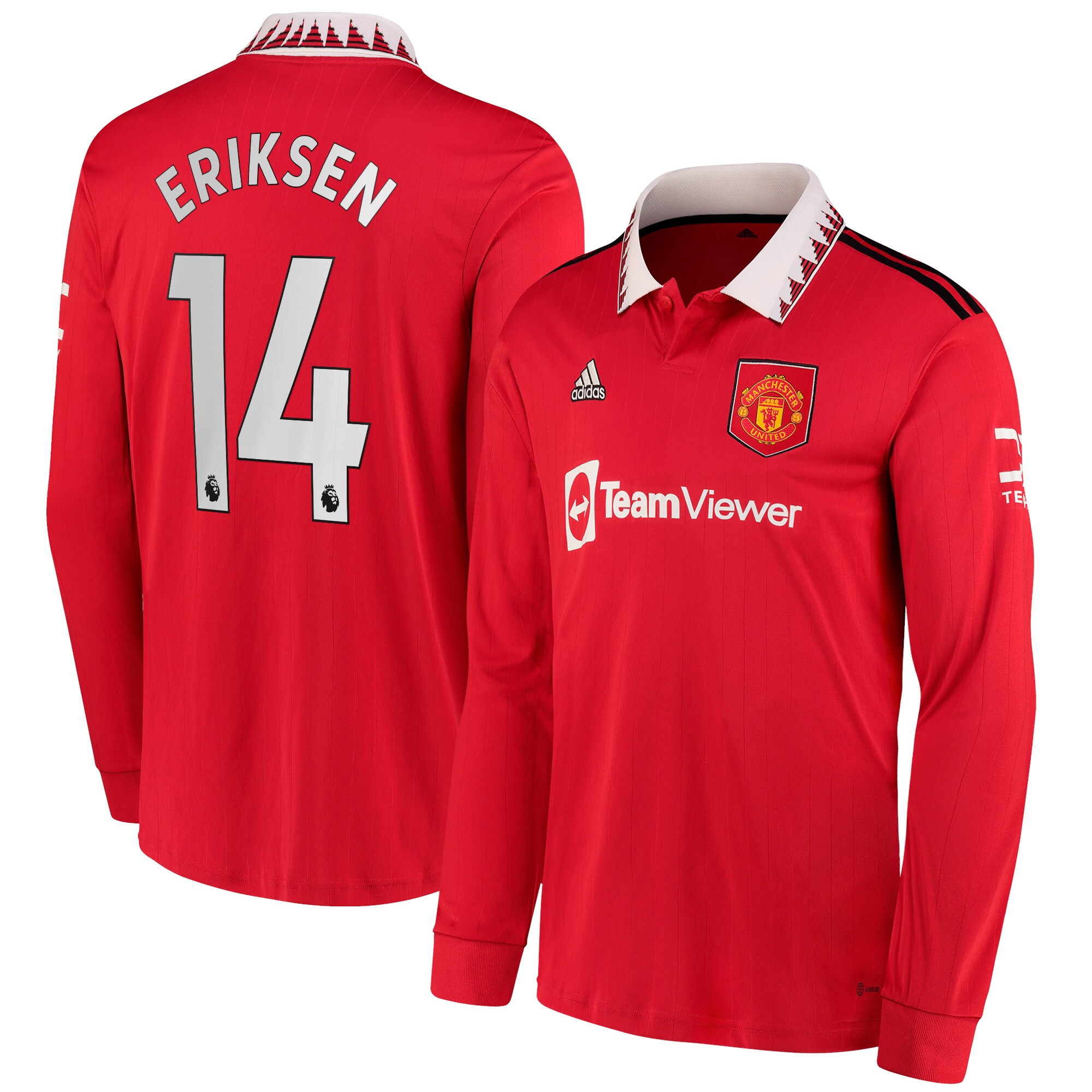 Manchester United Home Shirt 2022-23 - Long Sleeve with Eriksen 14 printing