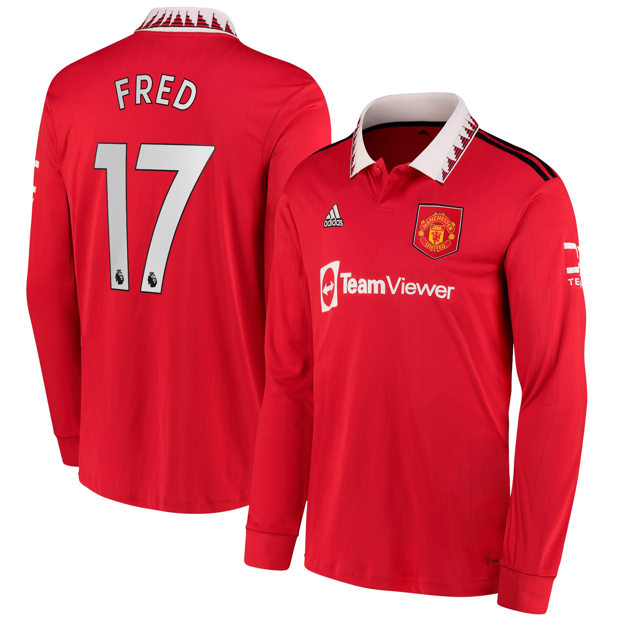Manchester United Home Shirt 2022-23 - Long Sleeve with Fred 17 printing