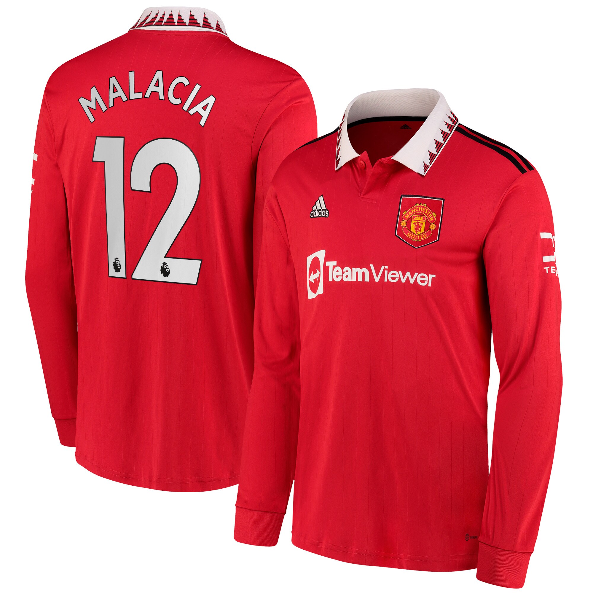 Manchester United Home Shirt 2022-2023 with Malacia 12 printing
