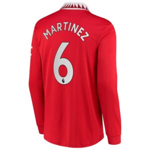 Manchester United Home Shirt 2022-23 - Long Sleeve with Martinez 6 printing