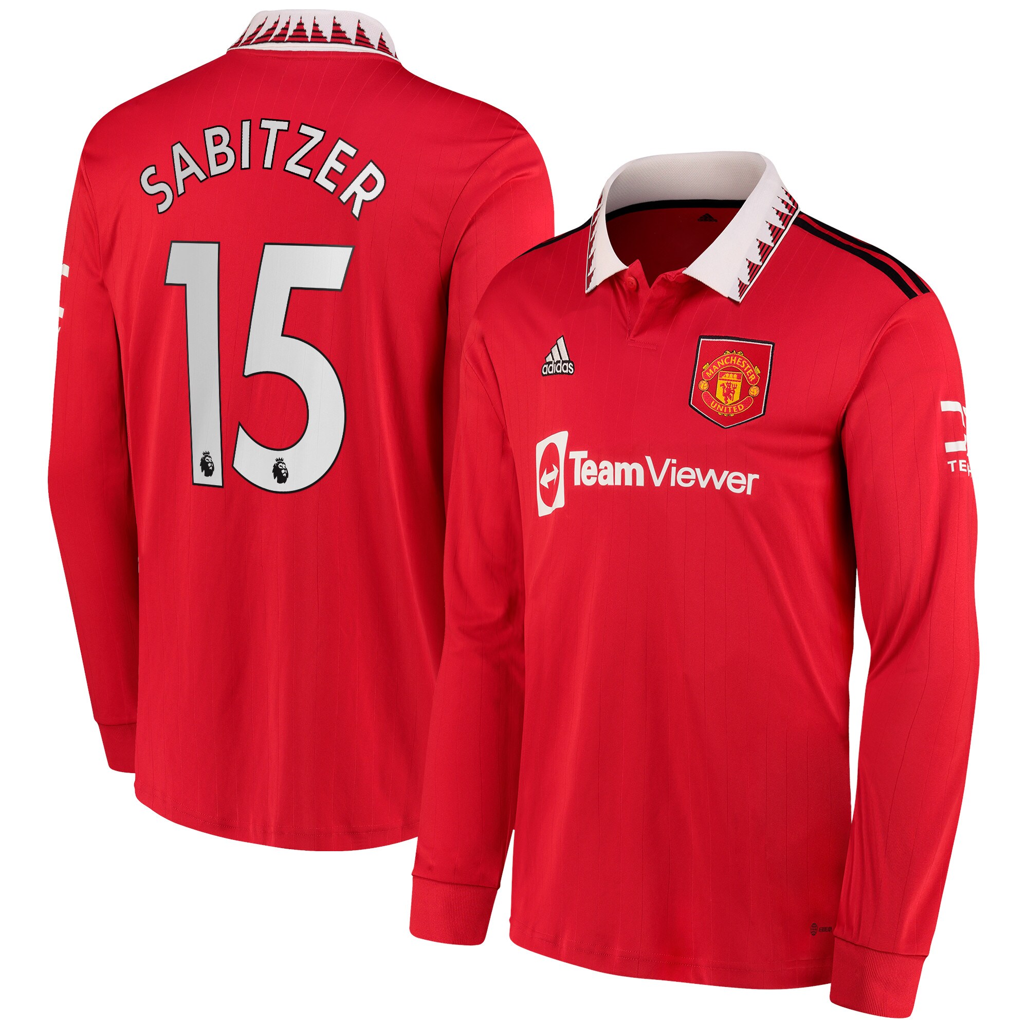 Manchester United Home Shirt 2022-23 - Long Sleeve with Sabitzer 15 printing