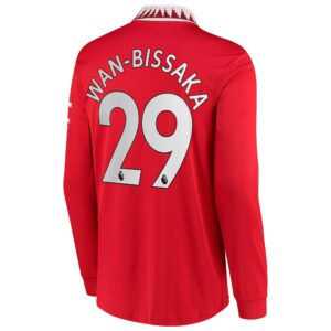 Manchester United Home Shirt 2022-23 - Long Sleeve with Wan-Bissaka 29 printing