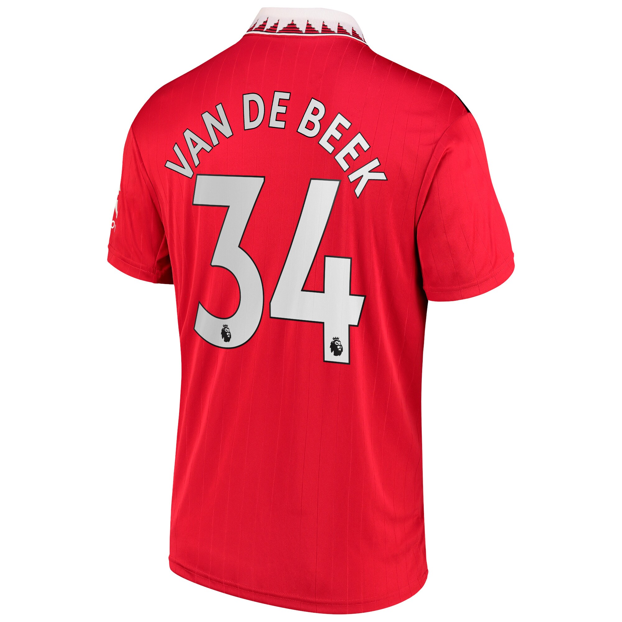 Manchester United Home Shirt 2022-2023 with Van De Beek 34 printing
