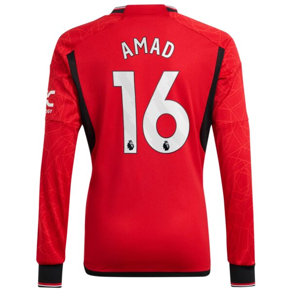 Manchester United Home Shirt 2023-24 Long Sleeve with Amad 16 printing