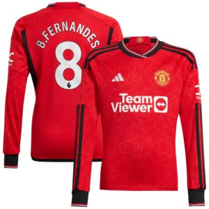 Manchester United Home Shirt 2023-24 Long Sleeve with B.Fernandes 8 printing
