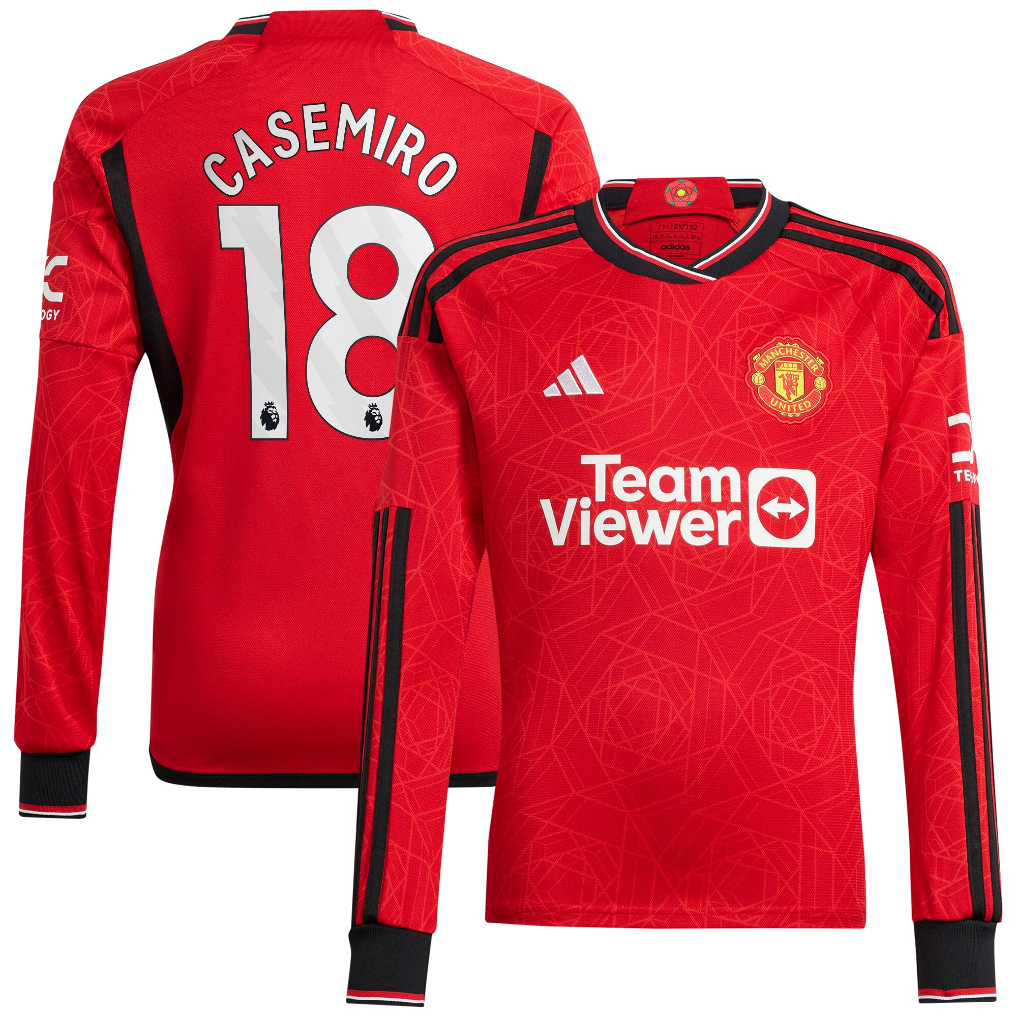 Manchester United Home Shirt 2023-24 Long Sleeve with Casemiro 18 printing
