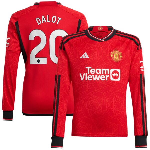 Manchester United Home Shirt 2023-24 Long Sleeve with Dalot 20 printing