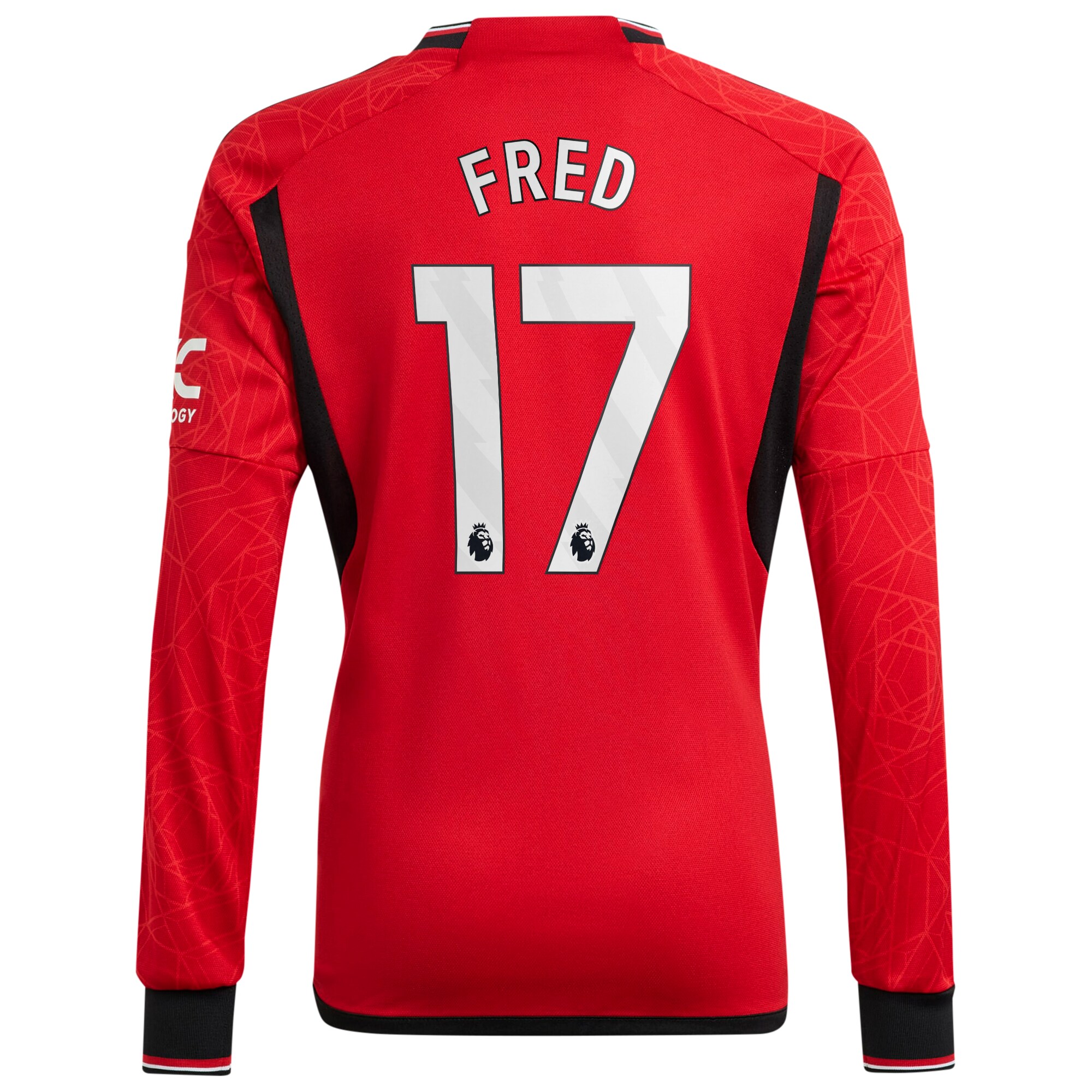 Manchester United Home Shirt 2023-24 Long Sleeve with Fred 17 printing