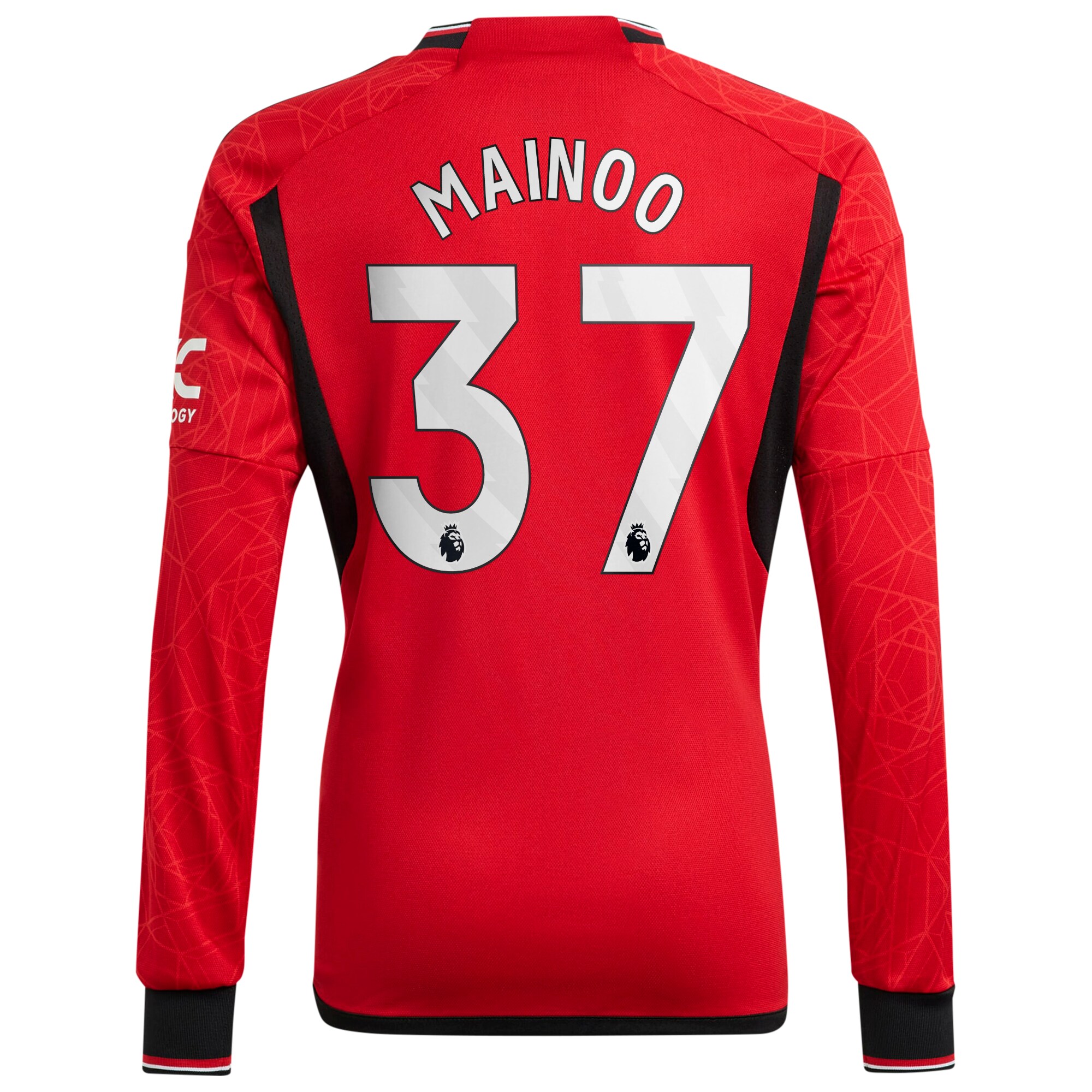 Manchester United Home Shirt 2023-24 Long Sleeve with Mainoo 37 printing