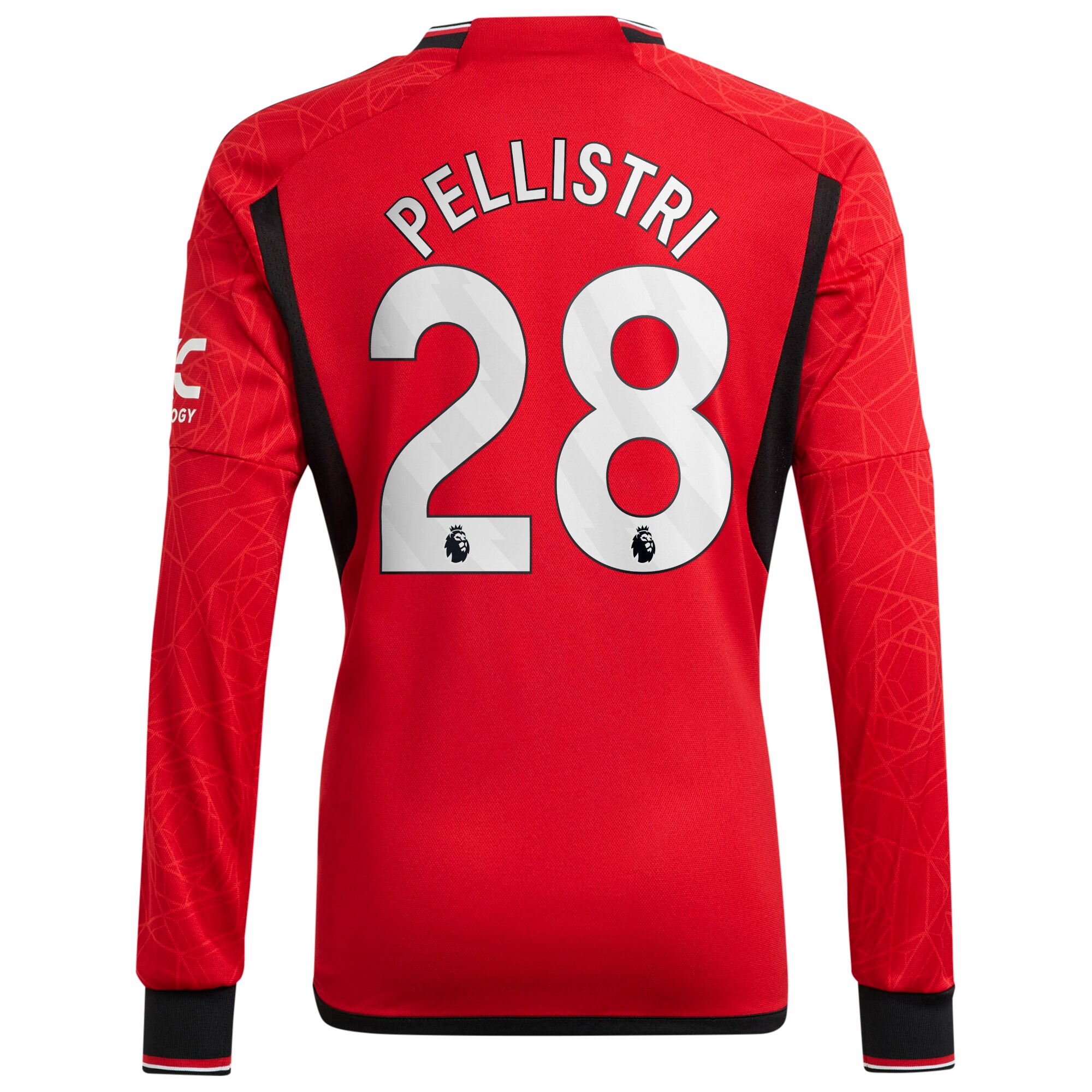 Manchester United Home Shirt 2023-24 Long Sleeve with Pellistri 28 printing