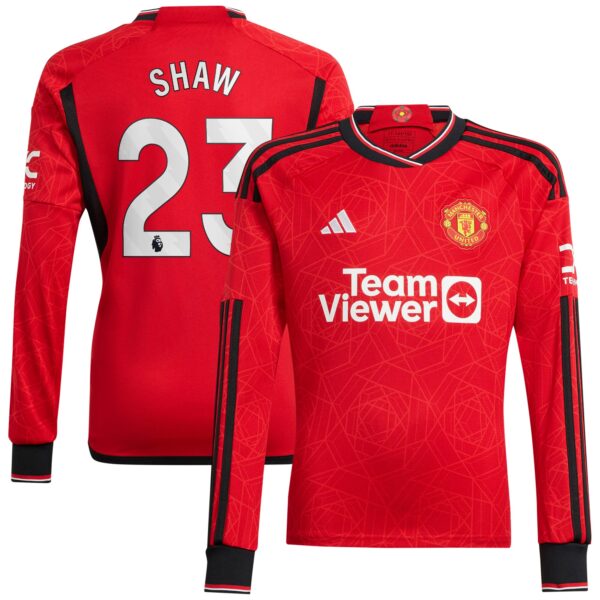 Manchester United Home Shirt 2023-24 Long Sleeve with Shaw 23 printing