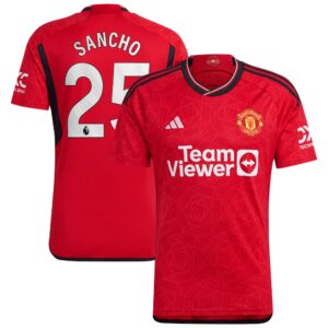 Manchester United Home Shirt 2023-24 with Sancho 25 printing