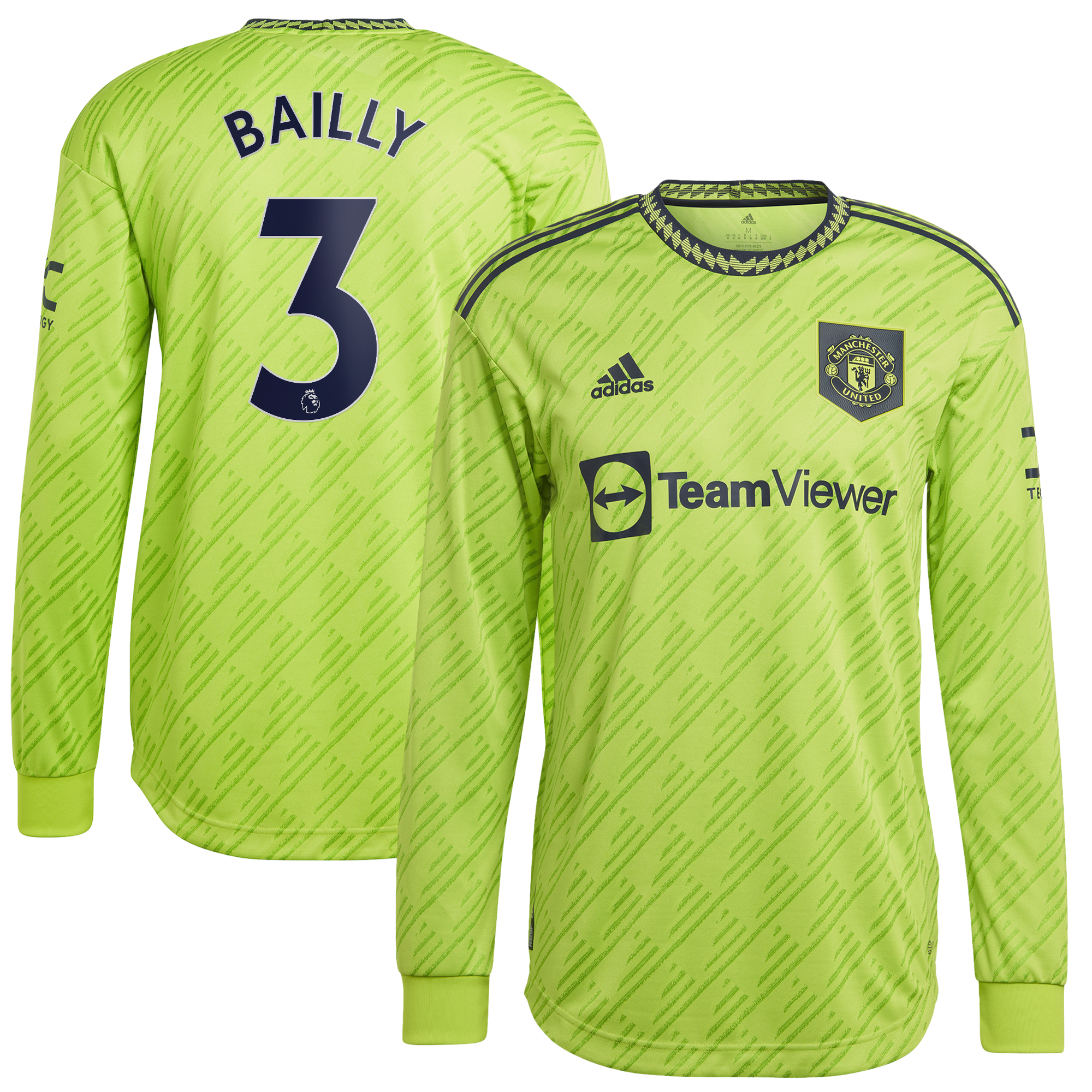 Manchester United Authentic Third Shirt 2022-23 - Long Sleeve with Bailly 3 printing