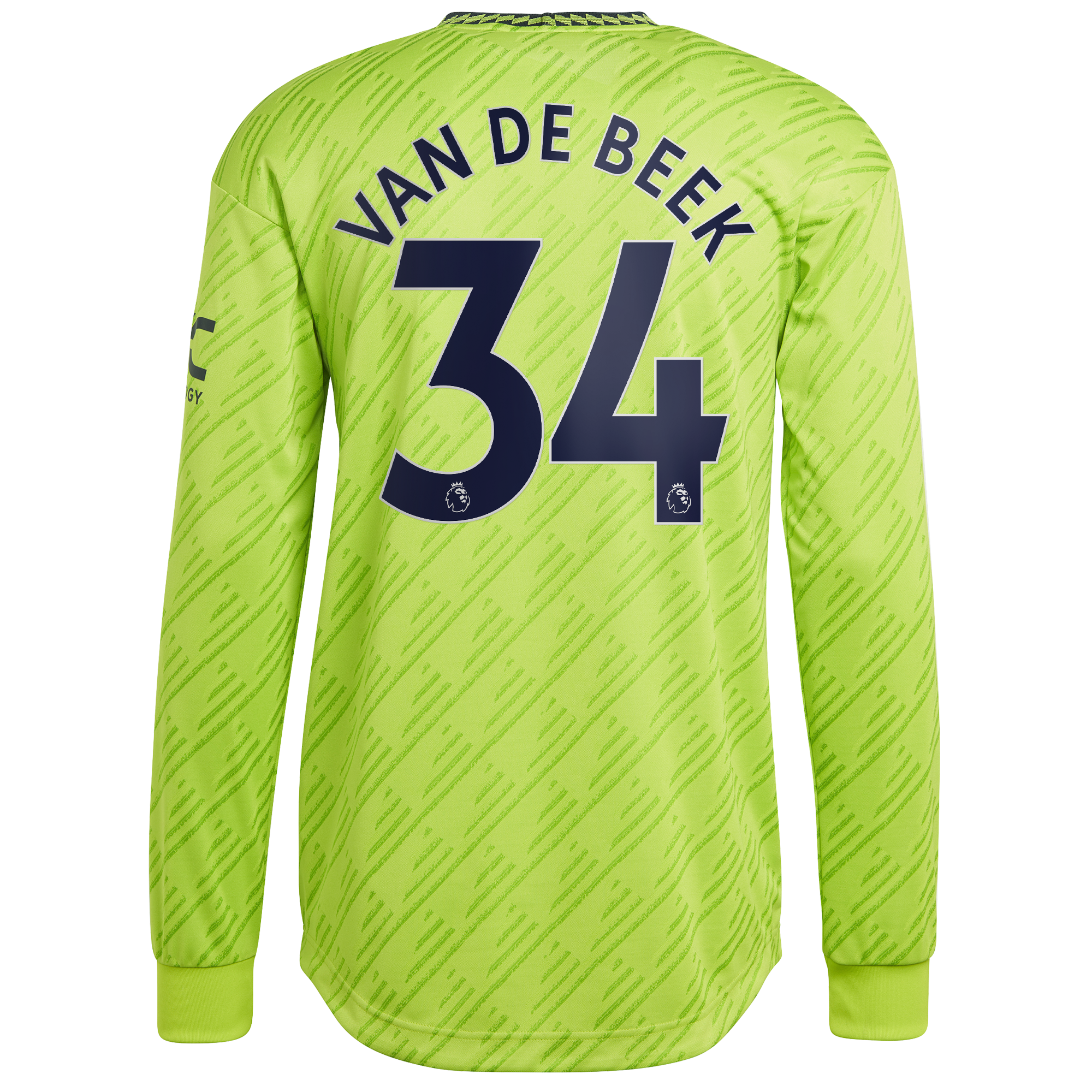 Manchester United Third Authentic Shirt 2022-23 - Long Sleeve with Van De Beek 34 printing