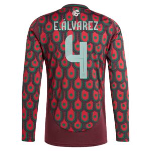 Edson Alvarez Mexico National Team 2024 Home Player Long Sleeve Jersey - Burgundy