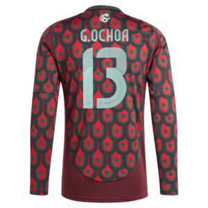 Guillermo Ochoa Mexico National Team 2024 Home Player Long Sleeve Jersey - Burgundy