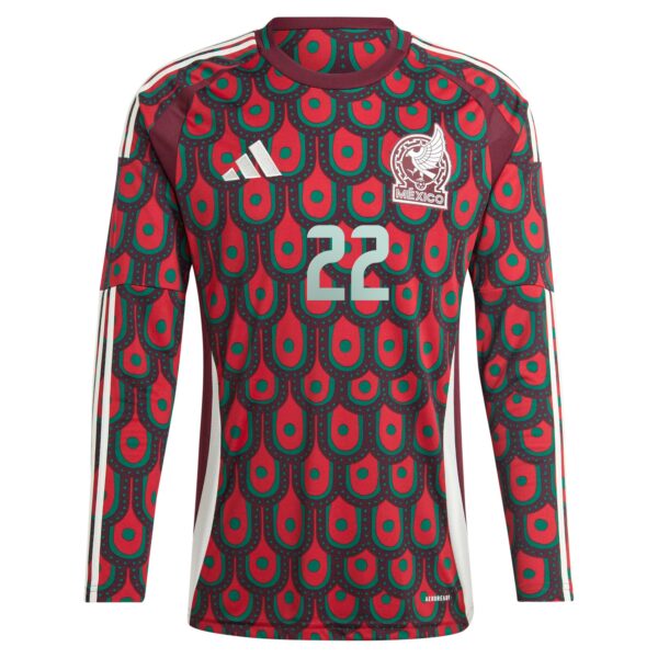 Hirving Lozano Mexico National Team 2024 Home Player Long Sleeve Jersey - Burgundy