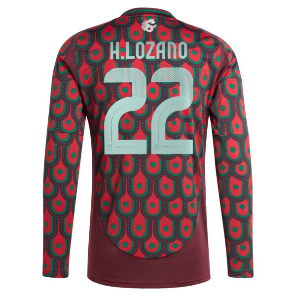 Hirving Lozano Mexico National Team 2024 Home Player Long Sleeve Jersey - Burgundy