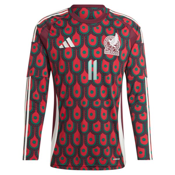 Santiago Giménez Mexico National Team 2024 Home Player Long Sleeve Jersey - Burgundy
