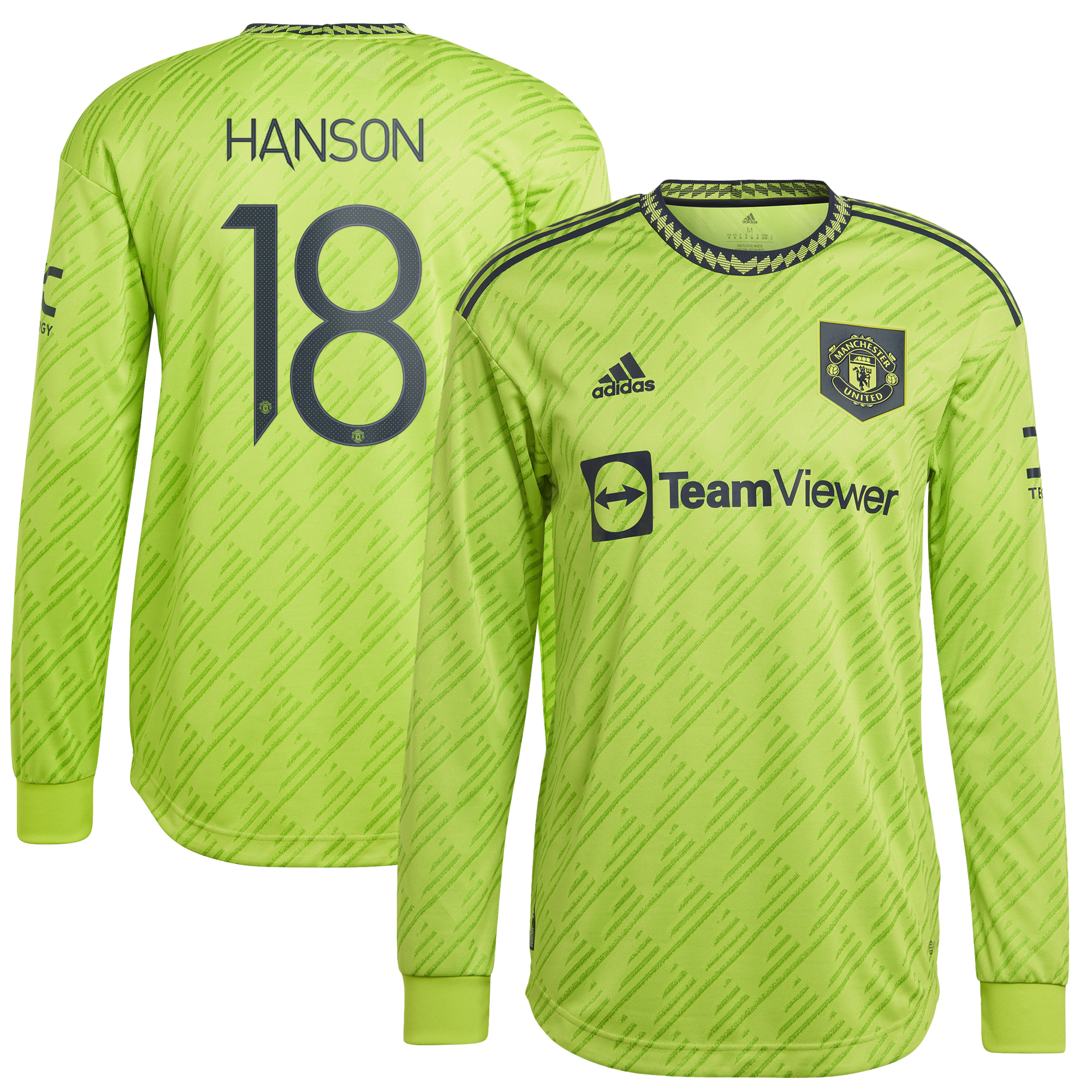Manchester United Cup Third Authentic Shirt 2022-23 - Long Sleeve with Hanson 18 printing