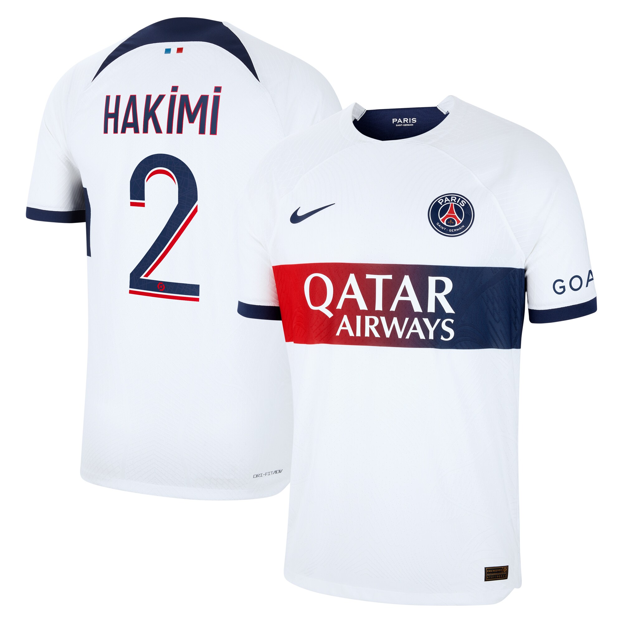 Paris Saint-Germain Away Dri Fit Adv Match Shirt 2023-24 with Hakimi 2 printing