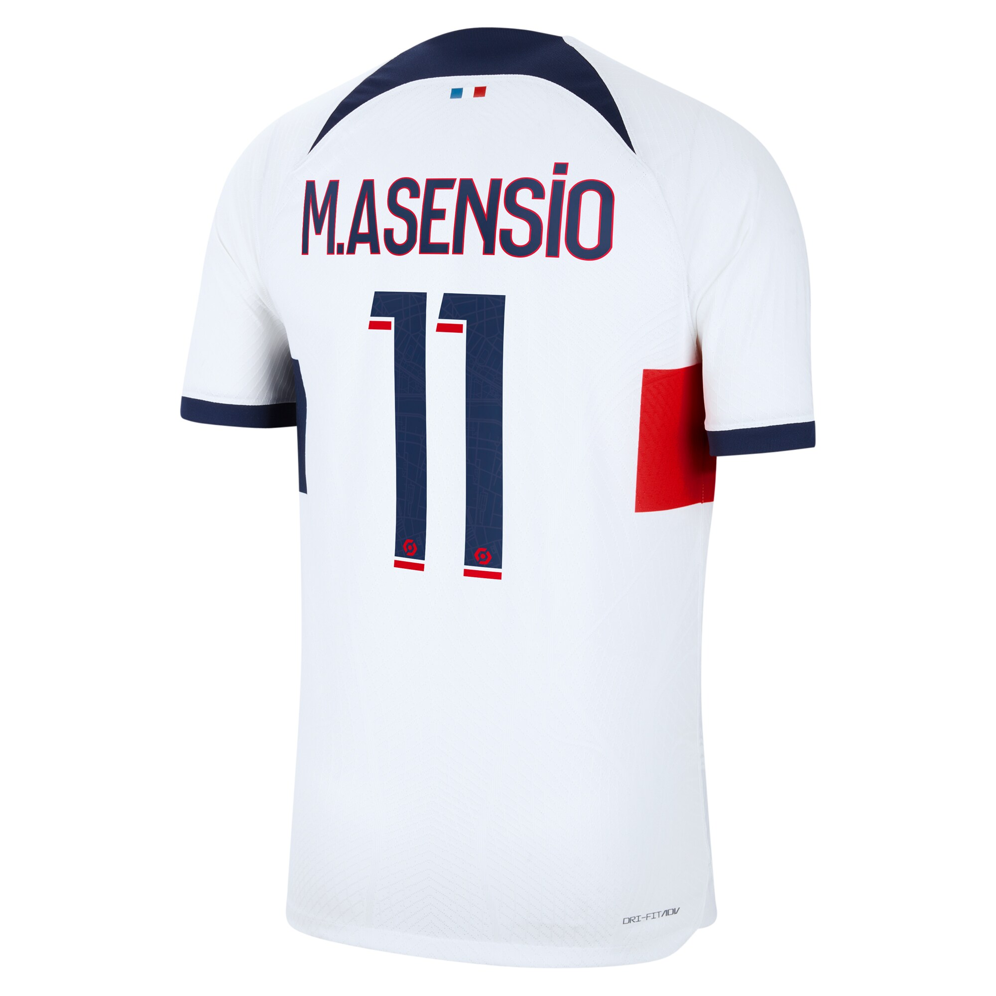 Paris Saint-Germain Away Dri Fit Adv Match Shirt 2023-24 with M.Asensio 11 printing