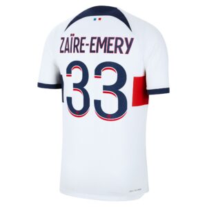 Paris Saint-Germain Away Dri Fit Adv Match Shirt 2023-24 with Zaïre-Emery 33 printing