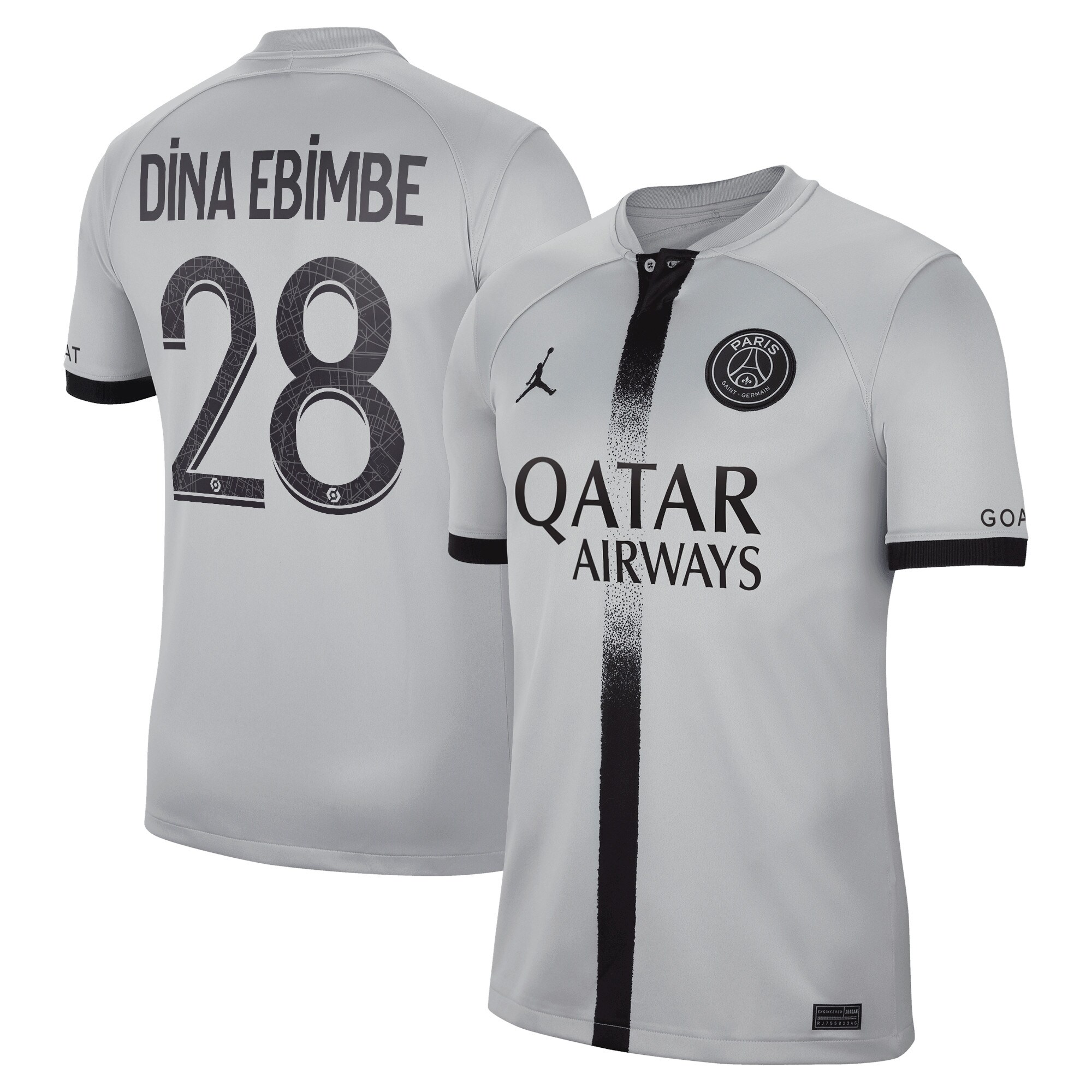 Paris Saint-Germain Away Stadium Shirt 2022-23 with Dina Ebimbe 28 printing