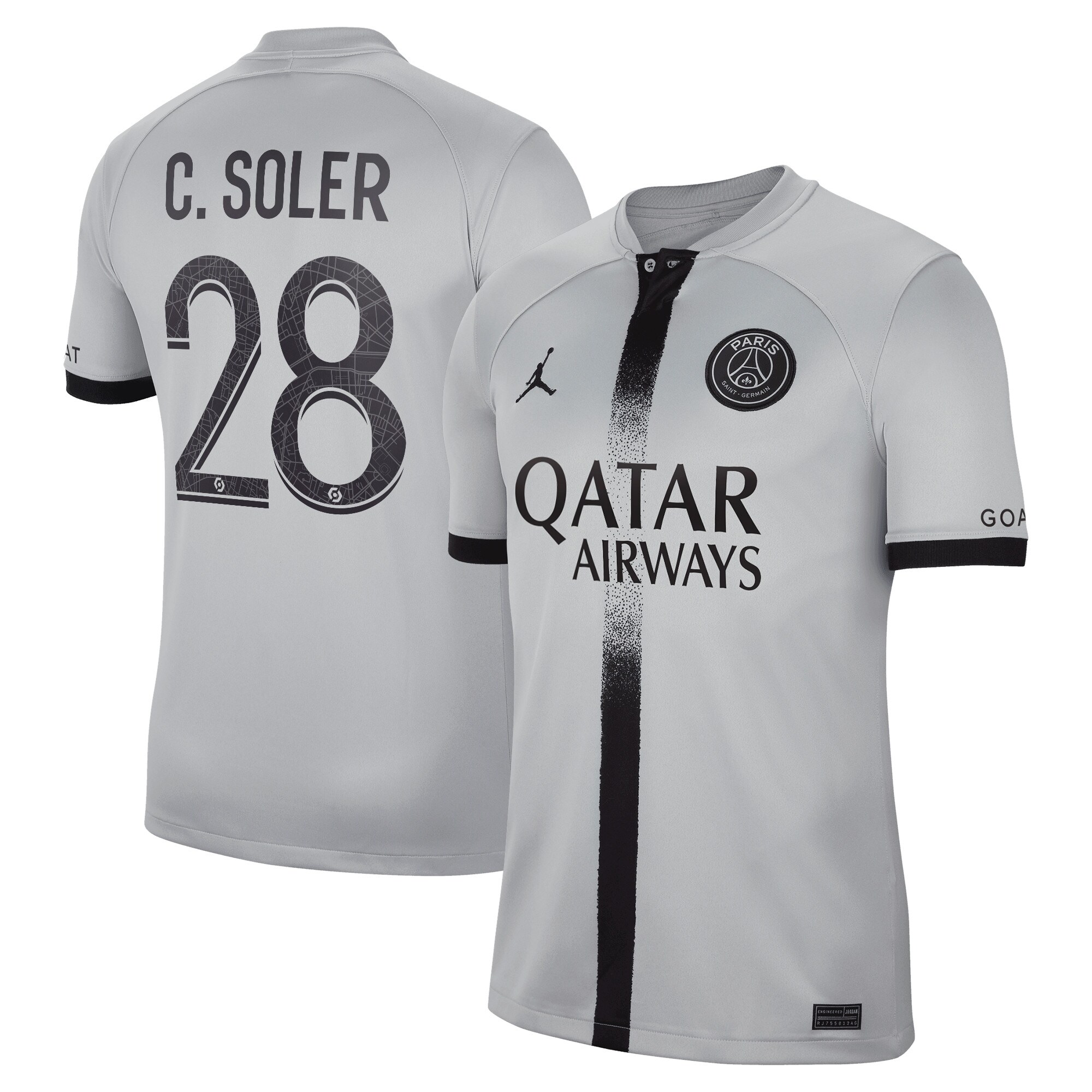 Paris Saint-Germain Away Stadium Shirt 2022-23 with Soler 28 printing