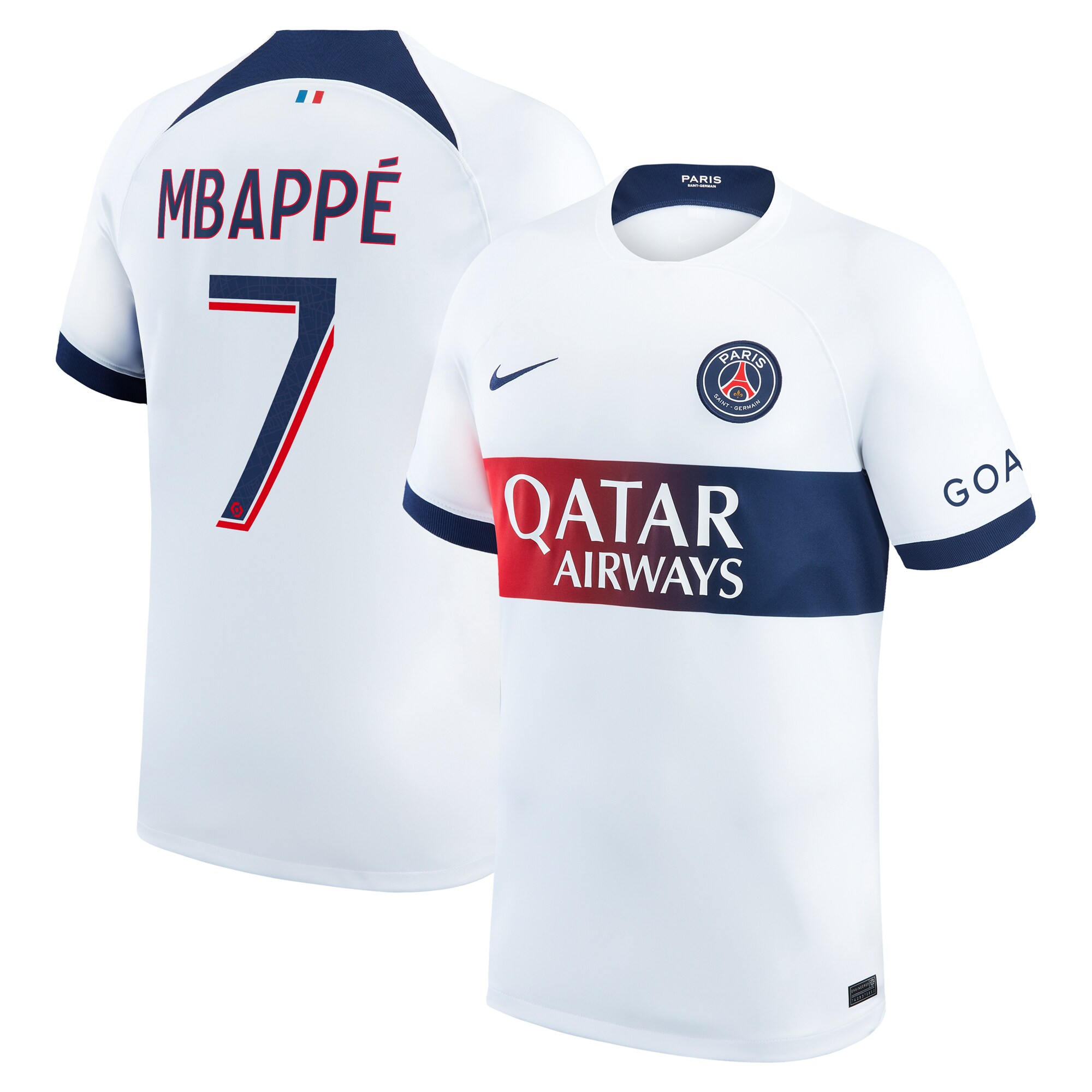 Paris Saint-Germain Away Stadium Shirt 2023-24 with Mbappé 7 printing