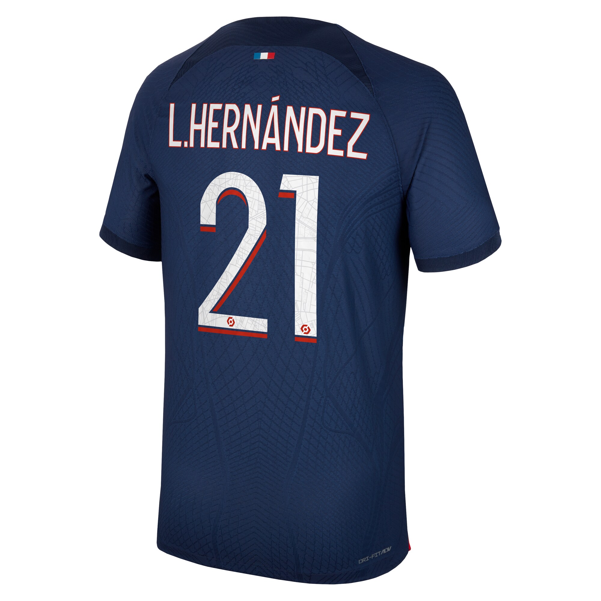 Paris Saint-Germain Home Dri Fit Adv Match Shirt 2023-24 with Hernández 21 printing