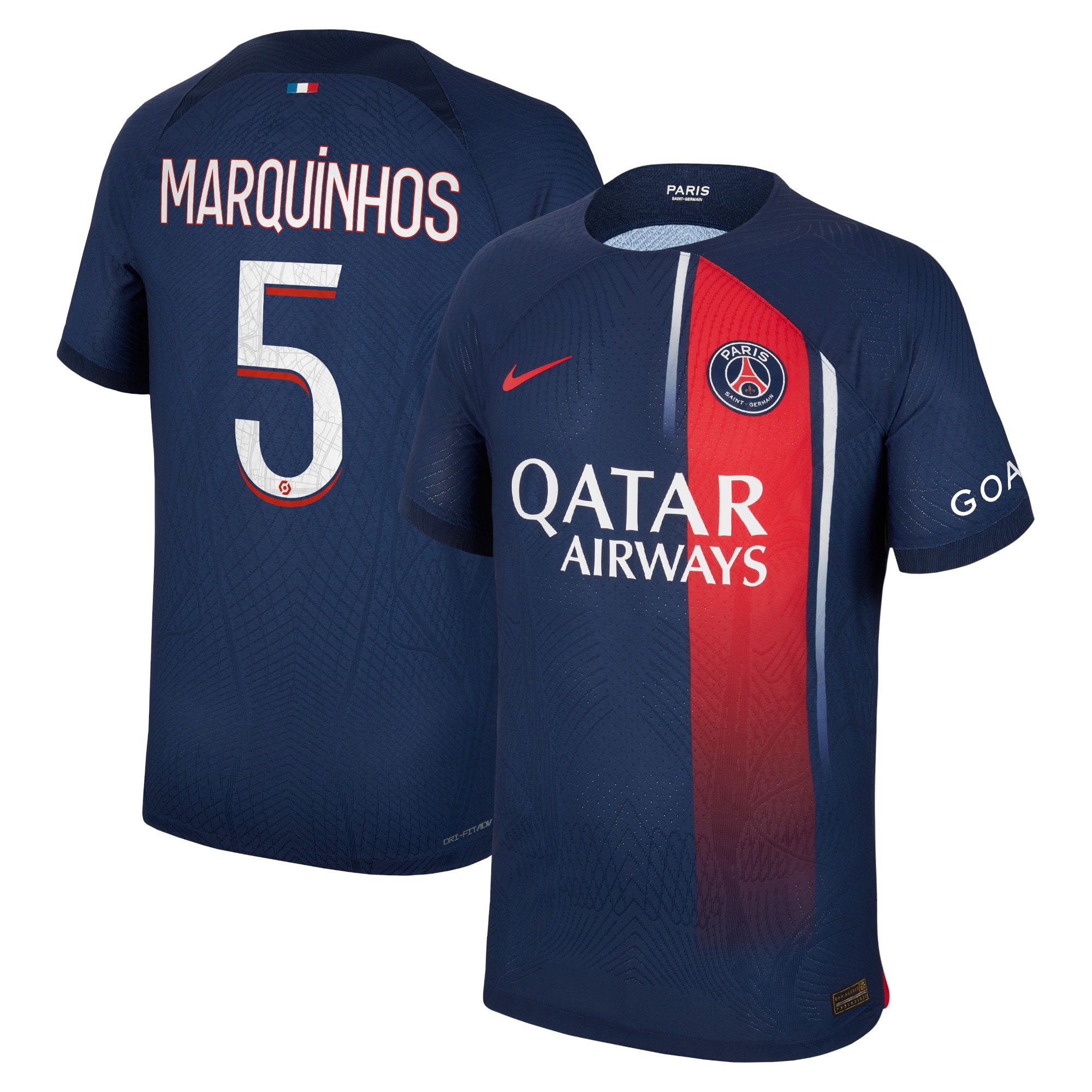 Paris Saint-Germain Home Dri Fit Adv Match Shirt 2023-24 with Marquinhos 5 printing
