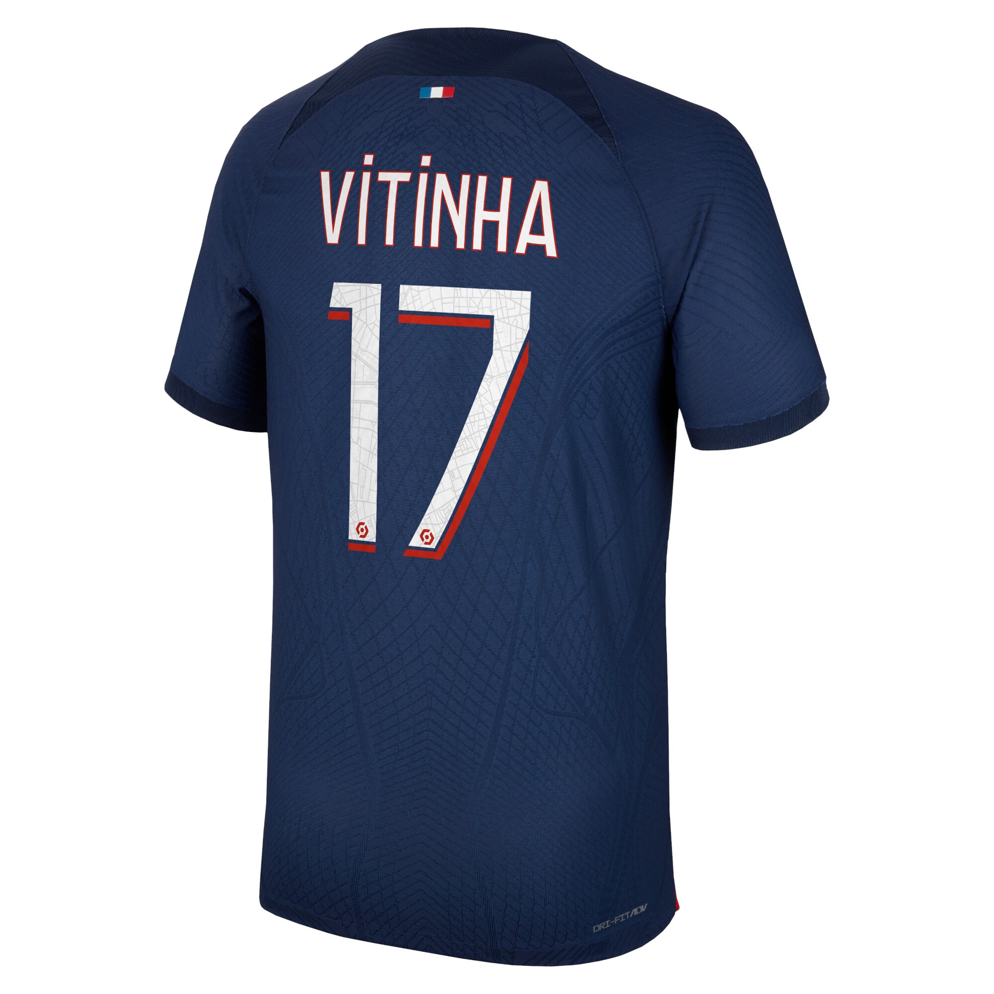 Paris Saint-Germain Home Dri Fit Adv Match Shirt 2023-24 with Vitinha 17 printing