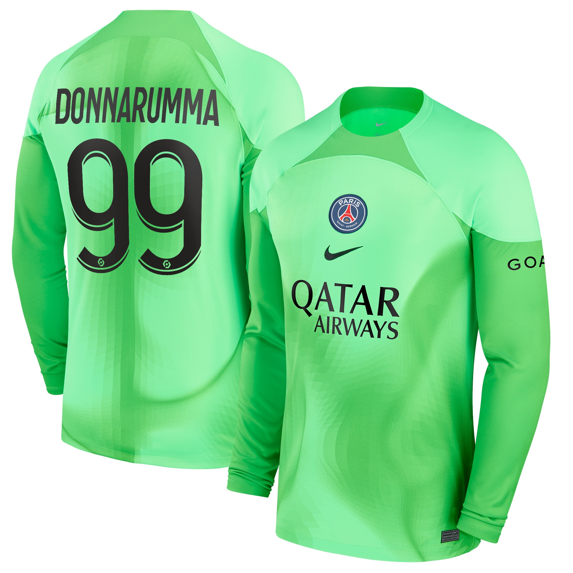 Paris Saint-Germain Home Goalkeeper Shirt LS 2022-2023 with Donnarumma 99 printing