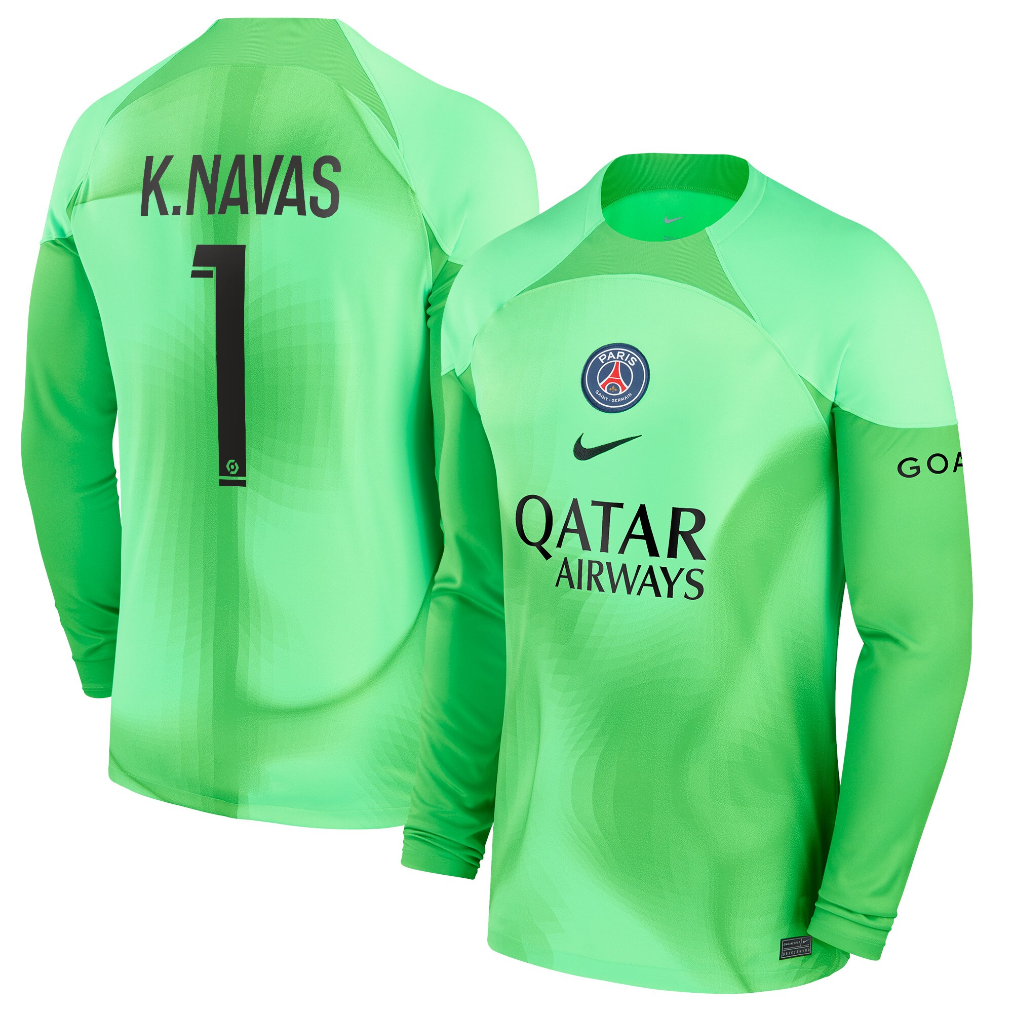 Paris Saint-Germain Home Goalkeeper Shirt LS 2022-23 with K.Navas 1 printing