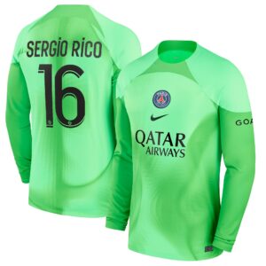Paris Saint-Germain Home Goalkeeper Shirt LS 2022-2023 with Sergio Rico 16 printing