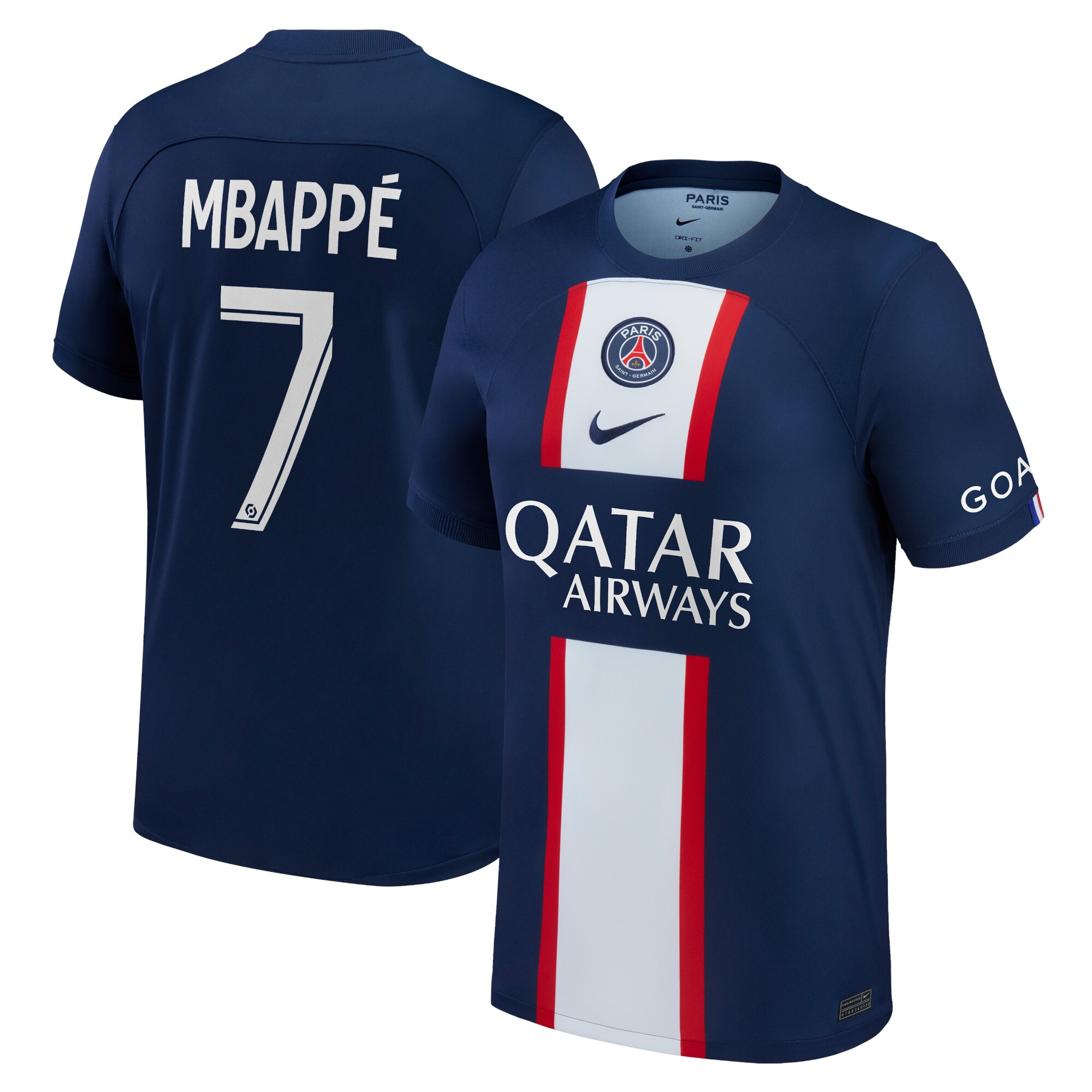 Paris Saint-Germain Home Stadium Shirt 2022-2023 with Mbappé 7 printing
