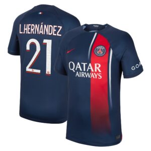 Paris Saint-Germain Home Stadium Shirt 2023-24 with Hernández 21 printing