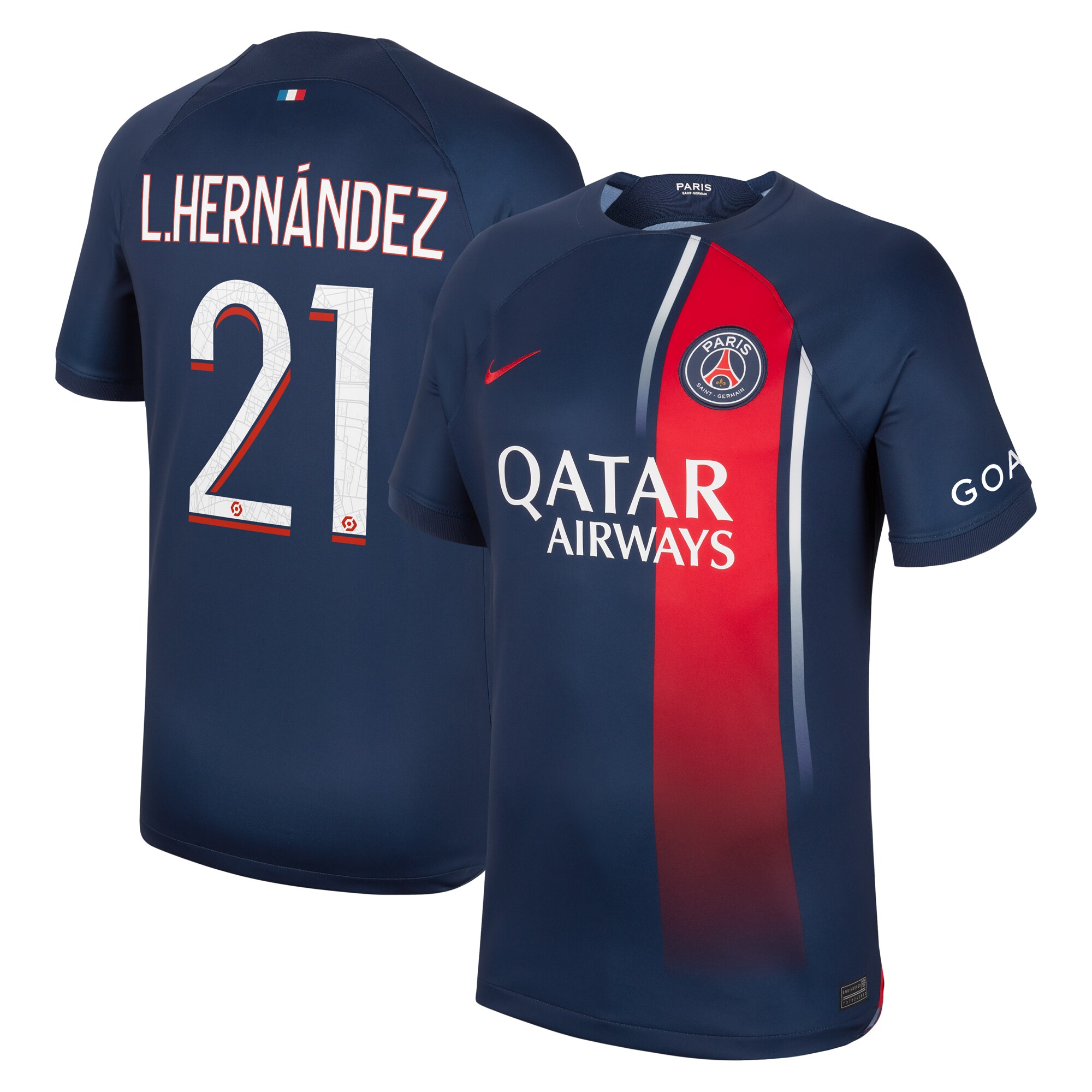 Paris Saint-Germain Home Stadium Shirt 2023-24 with Hernández 21 printing